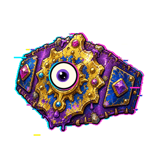 Animated championship belt with a single eye