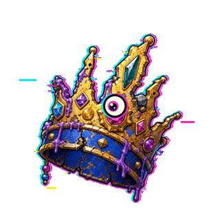 Animated precarious crown with a single eye